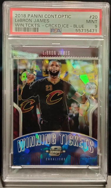 2018-19 Contenders Optic LeBron James Winning Tickets Blue Cracked Ice #20 PSA 9