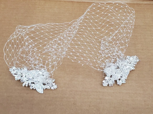 Bridal Birdcage Veil White Wedding Hair Pin Pearl Net Bride Headband Headpiece