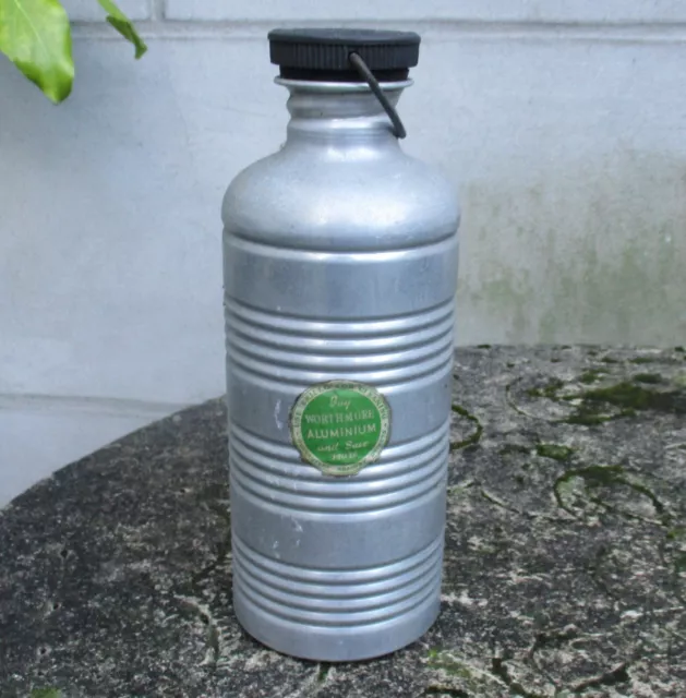 Vintage American WORTHMORE Aluminium Water Drink Bottle. Screw top & Carry Loop
