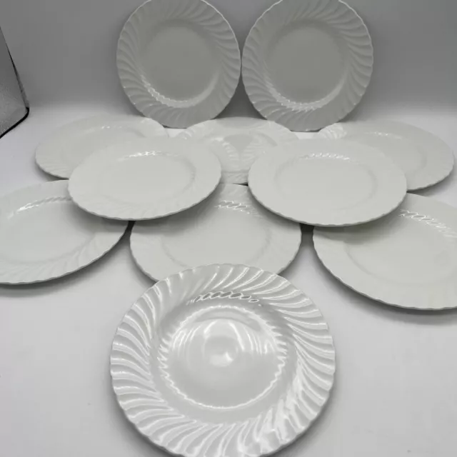 Lot 11 VTG Burleigh Ironstone White Swirl 6” Bread n’ Butter Burgess & Leigh