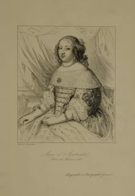 Anna Maria Di Austria (1601-1666) Ritratto Incisione Acciaio Gavard Circa 1840