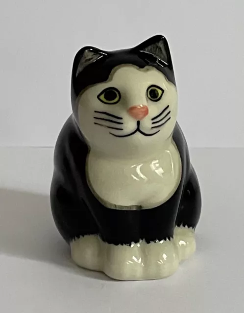 Quail Ceramic Cat Figurine Black & White Excellent Condition