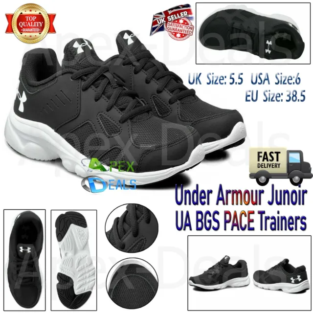 Scarpe da corsa nere Under Armour taglia 5,5 ragazzo ginnastica scarpe da ginnastica sportive scuola