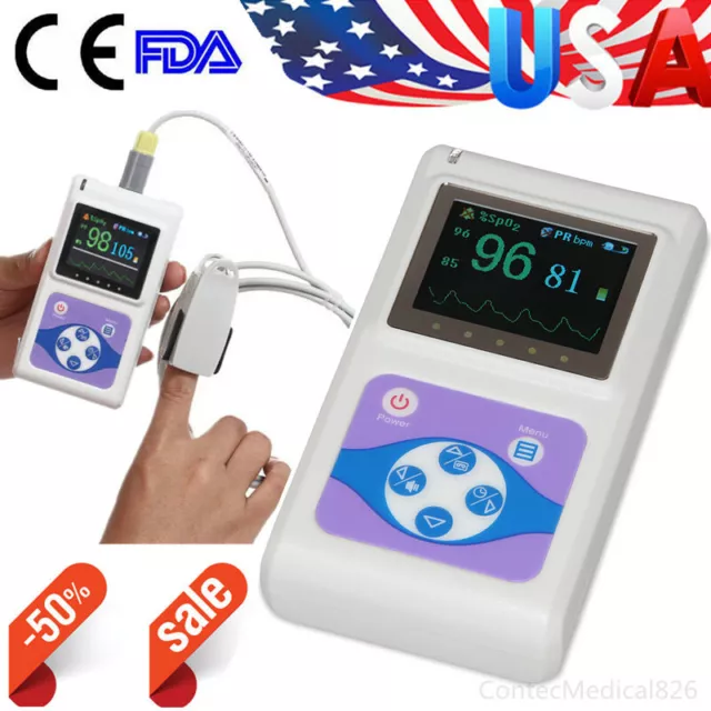 24 Hour Finger Pulse Oximeter Blood Oxygen spo2 Monitor Heart Rate+PC Software