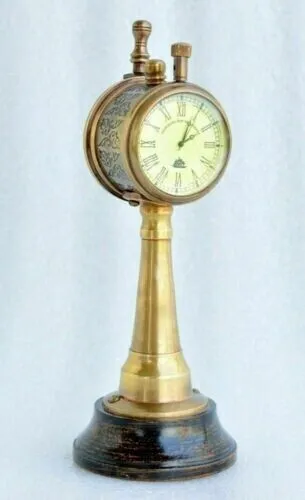 Antique nautical Brass Ship Telegraph With Brass Maritime Clock Tabletop