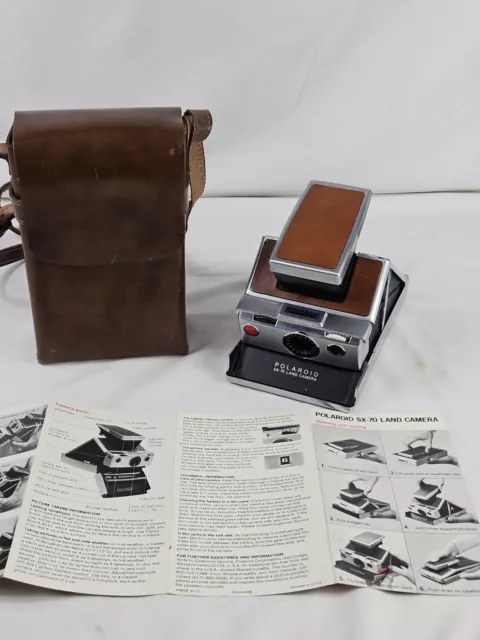 Polaroid SX-70 Land Camera Leather Trim With Leather Bag And Quick Start- Tested