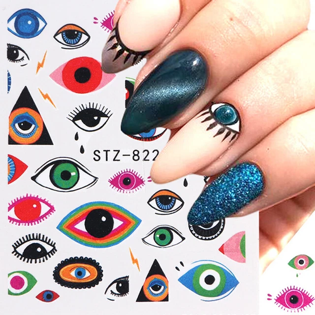 2X pegatinas de uñas para ojos uñas uñas tatuaje pegatinas uñas pies Halloween pd
