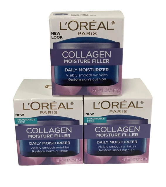 3 L'oreal Paris Collagen Moisture Filler Daily Moisturizer Fragrance Free New 3 L'oreal Paris Collagen Moisture Filler Daily Moisturizer Fragrance Free New