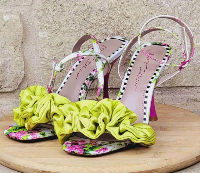 Betsey Johnson Elmira Floral Ruffle Strappy Heel Size 9