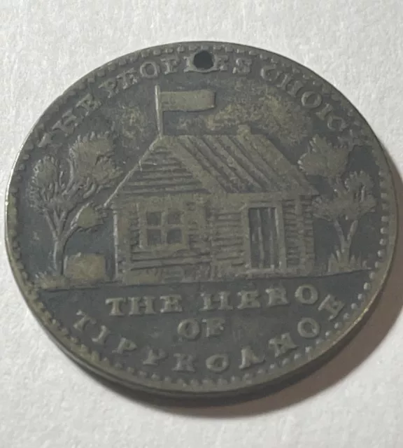 1840 William Henry Harrison Hero of Tippecanoe Political Campaign Token Medal