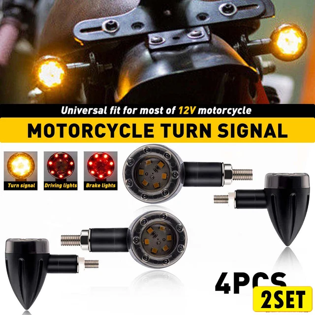 8PC Motorcycle Bullet LED Front Turn Signal Amber Red Light for YSuzuki Kawasaki