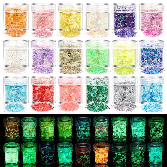 à ongles lumineuse Paillettes au néon Manucure flash Paillettes hexagonales