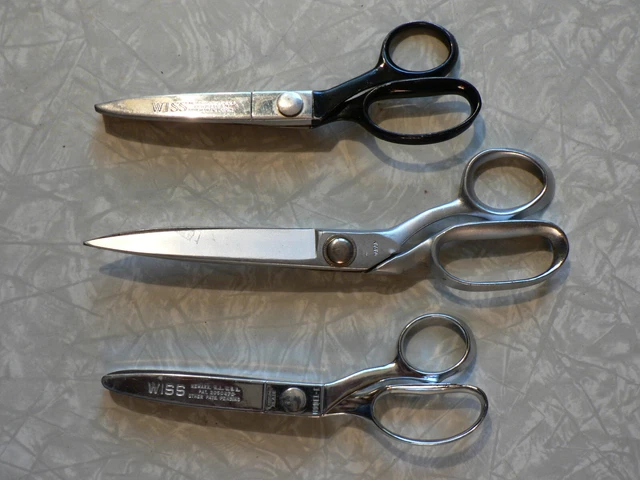 Lot of 3 Vintage Sewing Fabric Scissors Wiss Pink-Rite Model E Japan 9.5" Shears