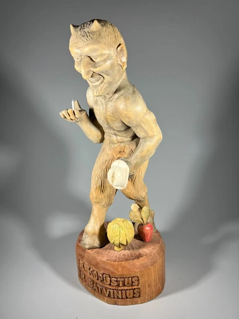 Wooden DEVIL EVIL traditional Handmade Hand Crafted VINTAGE OLD RARE CARVED
