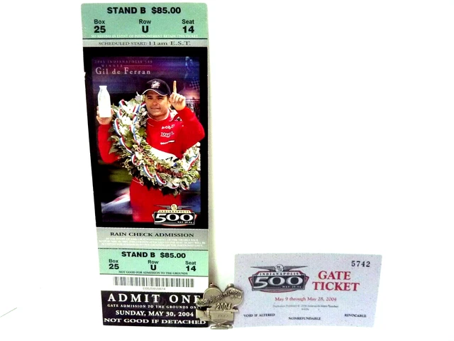 Rare SILVER 2004 Indy 500 Pit Badge  w/ Scarce HEDGE ROW Parking Pass EXCELLENT