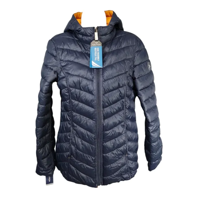 Nautica Reversible Puffer Coat - Women's Lightweight Packable Jacket