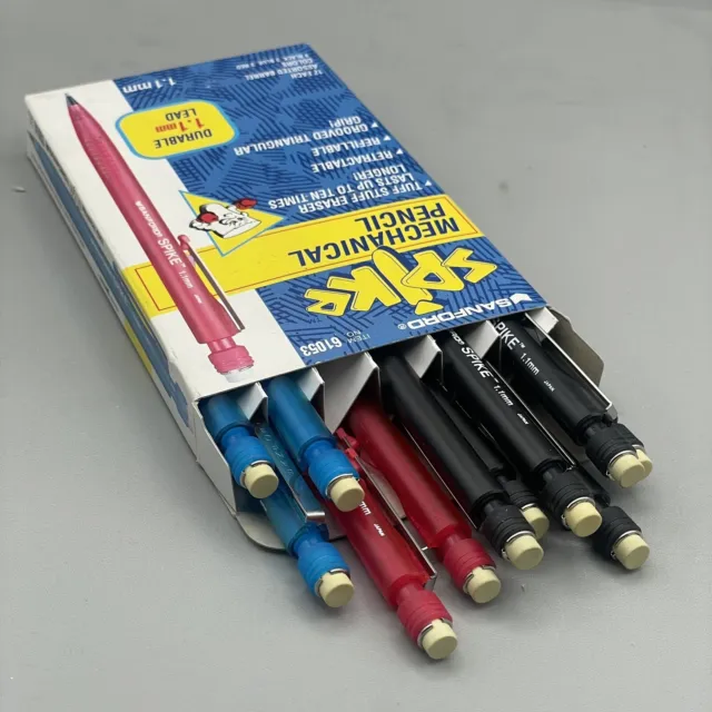 Lot of 11 Vintage SANFORD Spike Mechanical Pencil 1.1 mm Blue Red Black Barrel