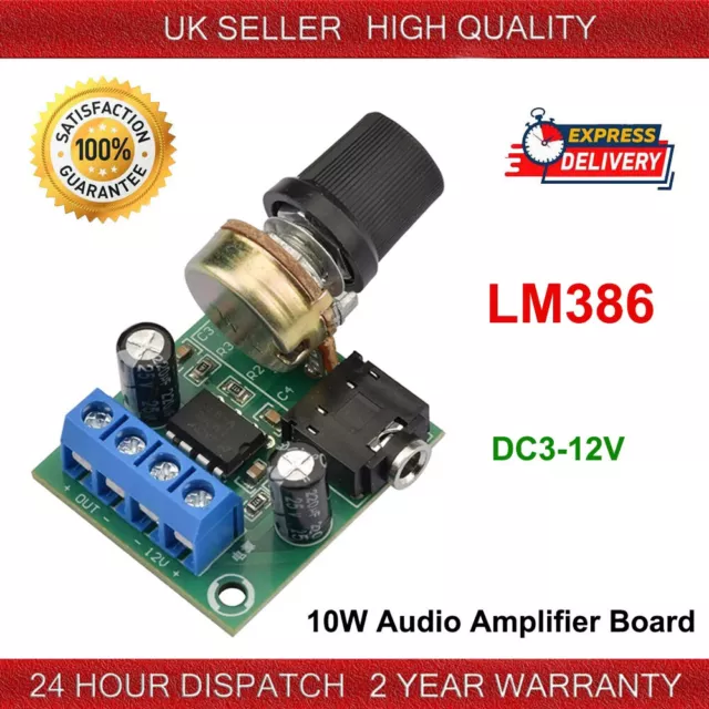 LM386 Mini Audio Amplifier Board Mono DC 3-12V 10W Volume Control Module DIY UK.