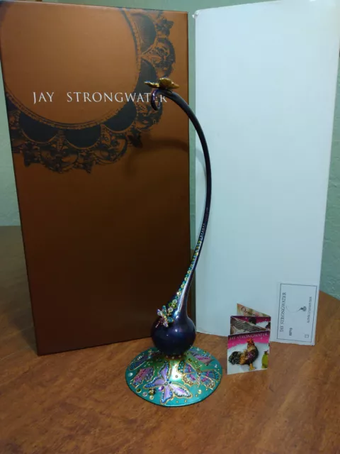 RARE JAY STRONGWATER Glass Butterfly & Dragonfly Ornament Holder Hook Purple NIB