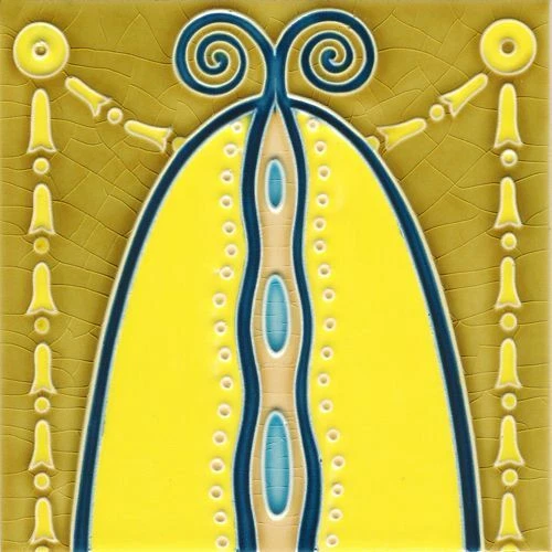 Art Nouveau Vintage Ceramic Tile Set of 2 German Trivet Majolica Reproduction