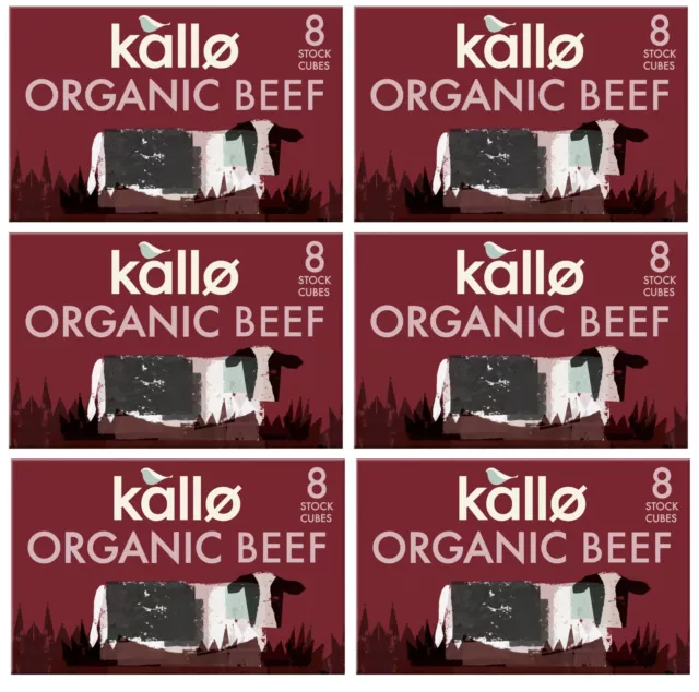 Kallo Organic Beef Stock Cubes 8 x 11g PACK OF 6