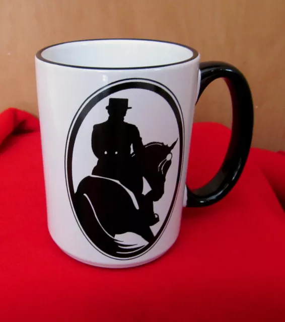 Large Coffee Mug Equestrian Silhouette Dressage Horse and Rider - New 15 oz
