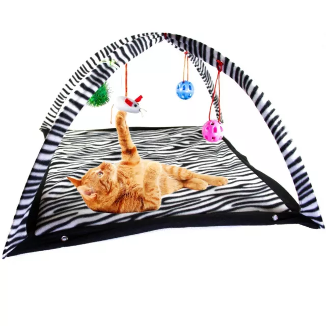 Cat Kitten Soft Play Mat Activity Centre with 4-Hanging Toys Zebra Or Tiger 2