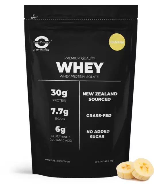 2KG WHEY PROTEIN ISOLATE POWDER 100% Australian Made WPI  GRASS-FED BANANA