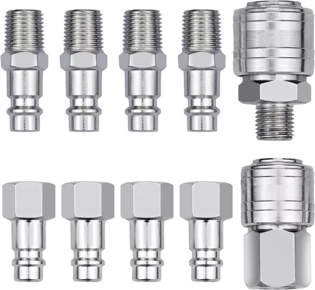 10 Pièces Raccord Rapide À Air Comprimé 1/4"BSP Coupleur Rapide De Compresseur