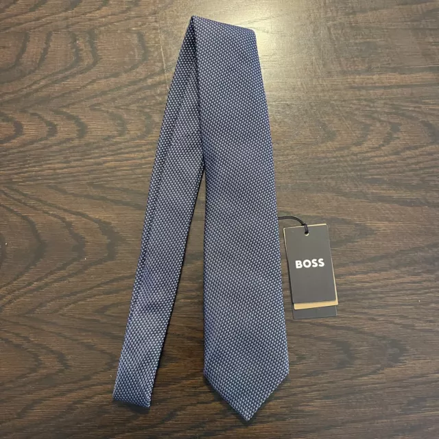 Hugo Boss Mens Dark Blue Geometric Diamonds Tie NWT