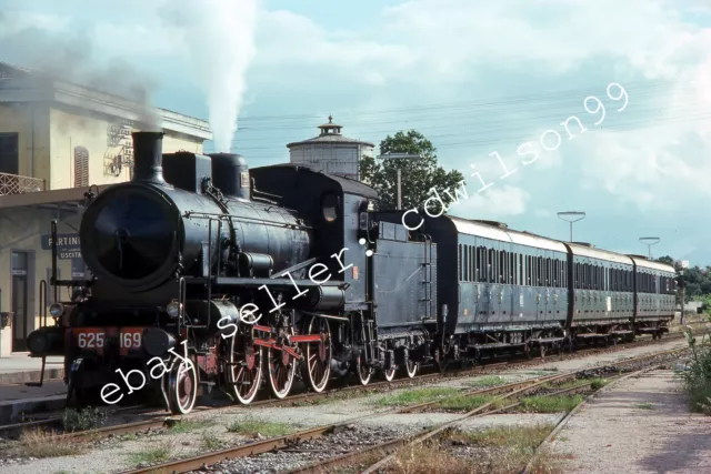 35mm Italy Railway Slide - FS No. 625 169 2-6-0 at Partinico Station 1976 [J947]