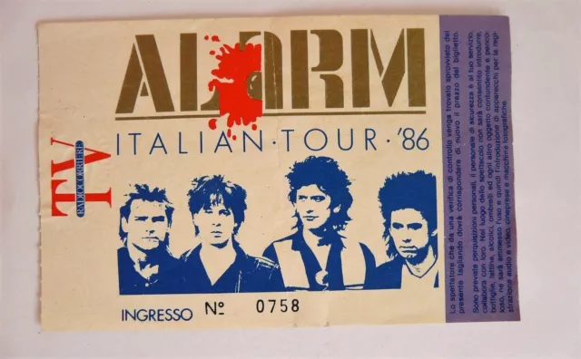 biglietto billet ticket THE ALARM concerto italian tour 1986 ROMA   rock band