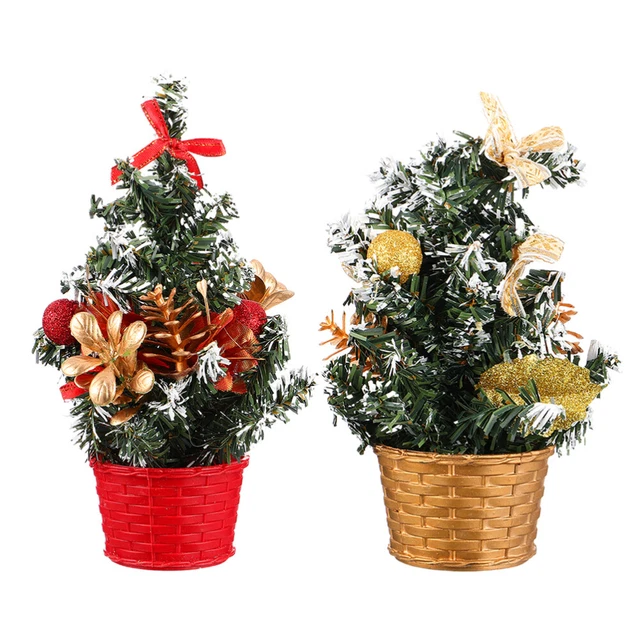 2 Pcs Micro Landscape Xmas Tree Christmas Tree Desktop Gifts Decorations