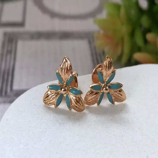 Russian soviet gold earrings discount