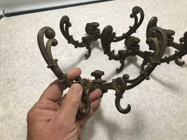 ANTIQUE HUGE ORIGINAL BRONZE CRAFTSMAN WALL Hook Eastlake Victorian Coat Hat!