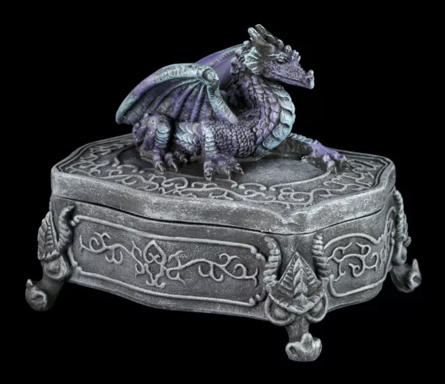 Edle Drachen Schatulle lila - Fantasy Schmuckkästchen Box Drachenkiste