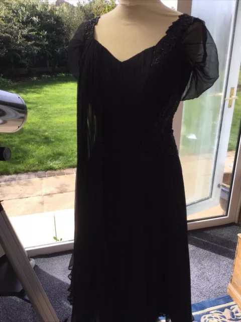 Absolutely Stunning Handmade Black Ball Gown With Gorgeous Detailing Size S