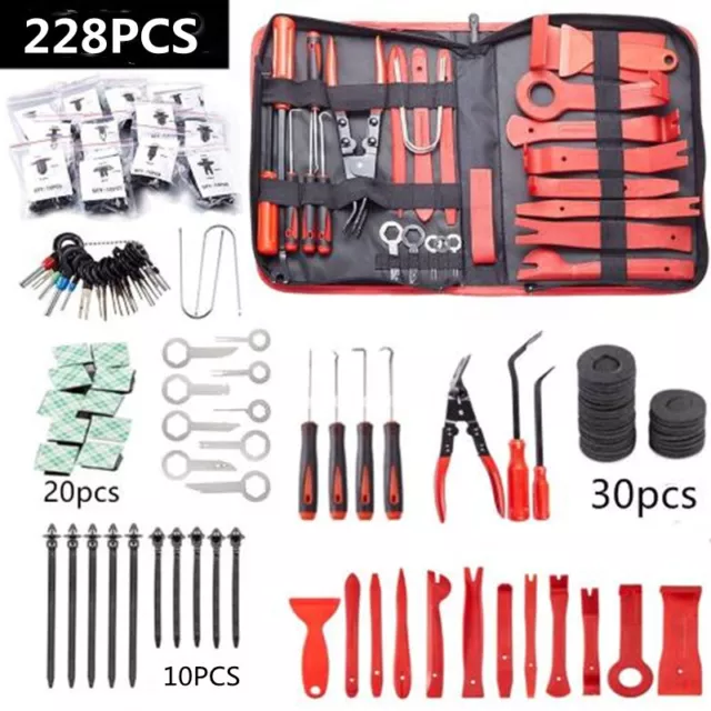 228Pcs Car Trim Removal Tool Set Door Panel Fastener Auto Dashboard Plastic Kit