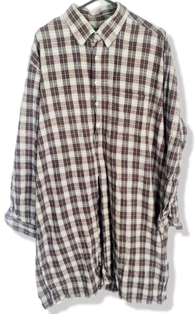 Vintage shirt 1970s Checked plaid Cotton XLong Old mens Nightshirt size L 70s