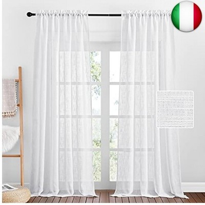 PONY DANCE Tende Bianche Salotto Moderno Tende Balcone Trasparenti Eleganti per Finestra Porta Grande Camera Ragazzi con Occhielli per Soggiorno 1 Pannello 200x260 CM 