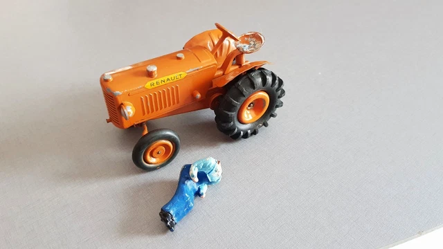 Ancien Tracteur Mécanique Renault CIJ Avec Remorque – Jouet Des Années 1950