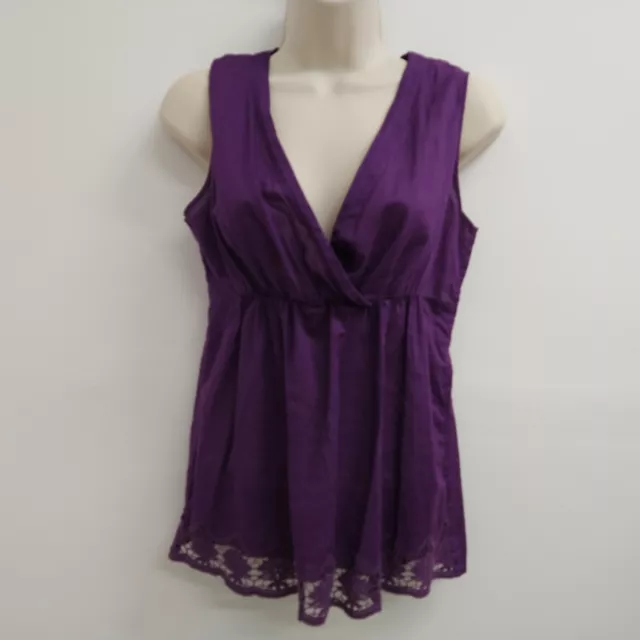 Merona Top Womens Small Purple Pullover Sleeveless V Neck Casual Ladies Summer
