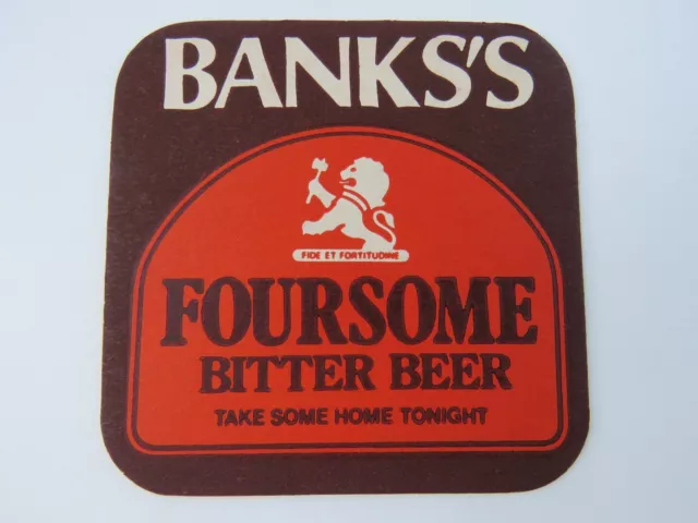 Vintage Coaster ~*~ Banks's Foursome Bitter Beer ~ Wolverhampton, England ~ Lion