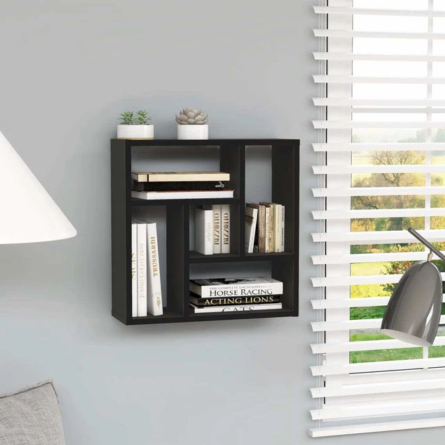 Homgoday Scaffale a Parete Nero 45,1x16x45,1  in Truciolato, Mensola da I6R2