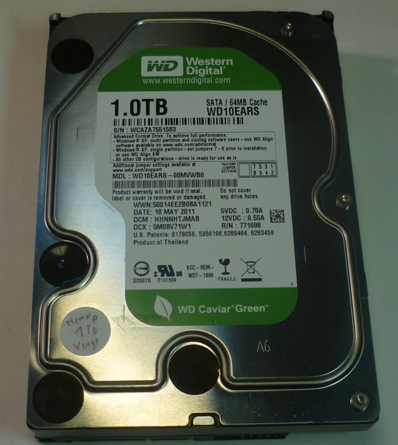 Disque Dur Interne WD Black 6 To - 3,5" - 7200 RPM - SATA III 6 Gb/s - 64 Mo Cache - Pour Gaming, Créatifs, Performances