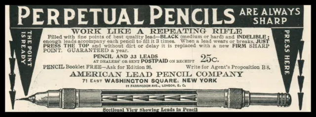 1905 American Lead Perpetual Pencil Mechanical Writing Instrument 8536