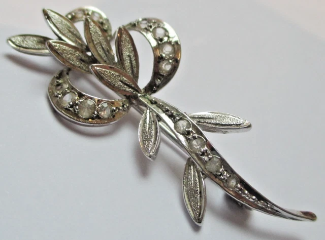 Ancienne broche couleur vieil or cabochon mordoré perles bijou vintage