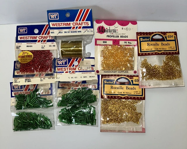 Mixed Lot of 9 Vintage Darice & Westrim Craft Pony Beads & Beading Wire UNOPENED