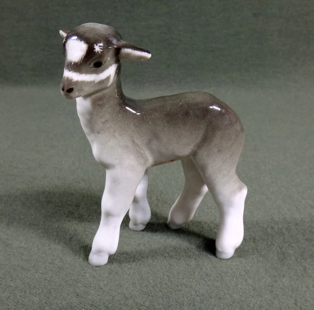 fine LOMONOSOV porcelain BABY LAMB or GOAT figure Soviet Russia USSR red mark
