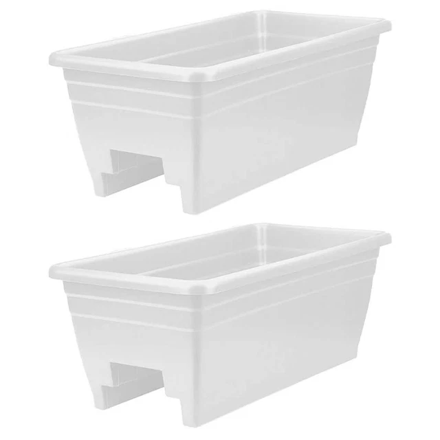 24 In. W Akro Deck Rail Box Plastic Planter and Plugs (2-Pack) | (FREE SHIPPING)